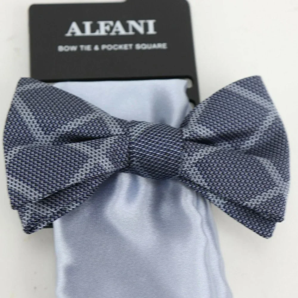 Alfani‎ Mens 2-Pc. Pre-Tied Grid Bow Tie & Solid